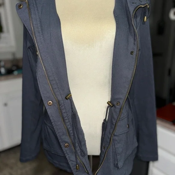 EDEN SOCIETY Holly Contrast Hood Cargo Jacket blue/gray size medium coat - Picture 13 of 13